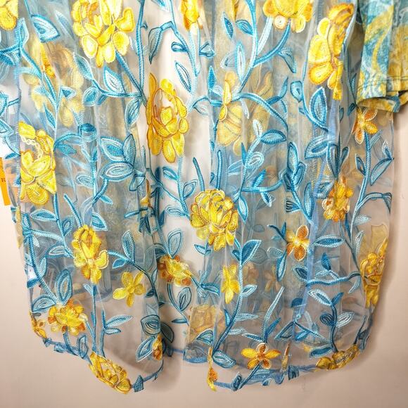 Ruby Rd. Floral Embroidered Mesh Open Front Cardigan - Picture 11 of 14